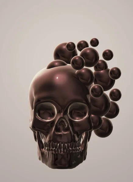 Skull Red Black Metal Skeleton — Stockfoto