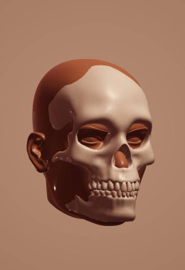 3d render of a human face with a skull