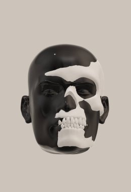 skeleton skull in the shape of an old man.