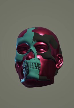 illustration of a skull of a head with black background