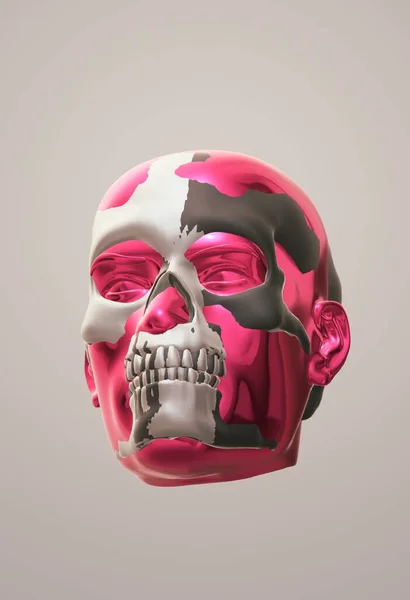 Skull Human Face Render Illustration White Background — Stockfoto