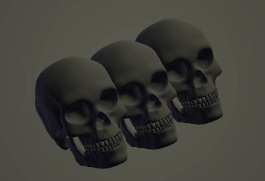 skull on a black background, vector, illustration,, sign