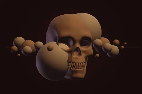 3d render of a human skull with a metal bone