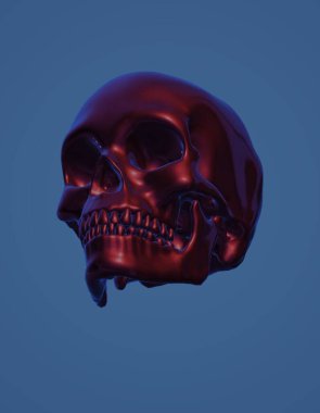 skull with a red pattern on a white background.