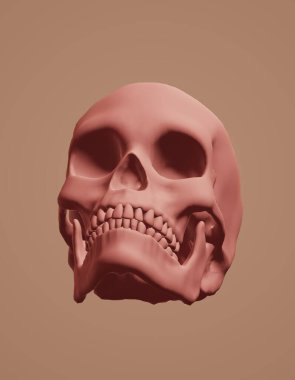 skull with a red pattern. 3d illustration
