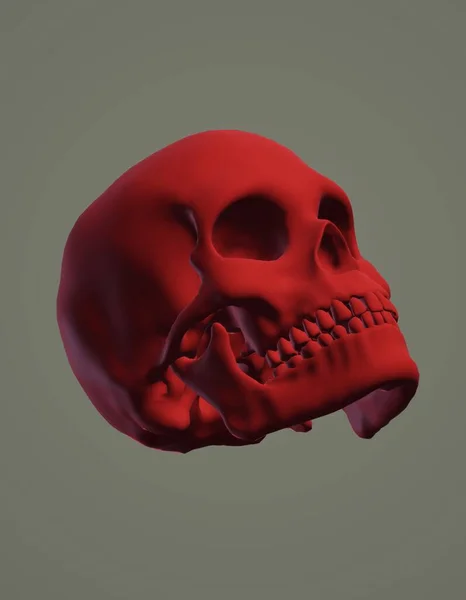 Render Skull Red Head — Foto de Stock