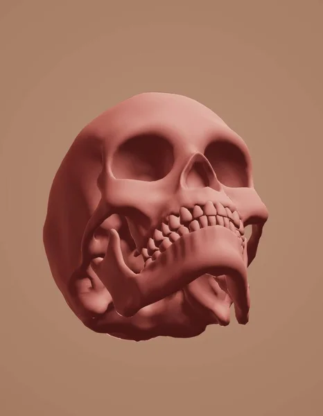 skull with a red heart. 3d illustration