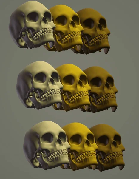 Vector Illustration Human Skull Pattern Seamless Background — 图库照片