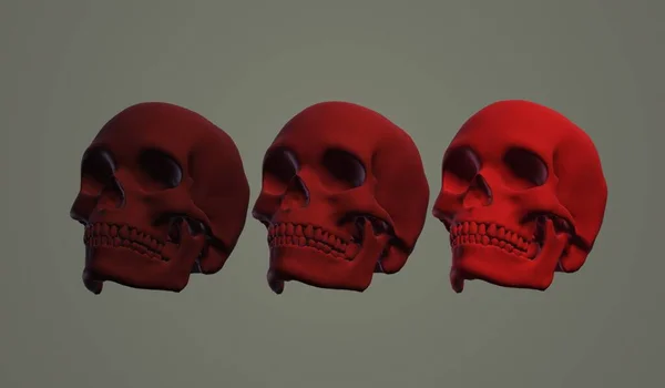 Skull Red White Skulls Vector Illustration —  Fotos de Stock