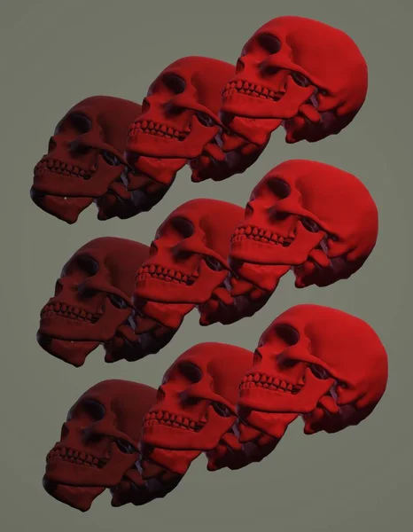 3d rendering of a red and black skull
