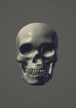 Beyaz arkaplanda iskeleti olan kafatası