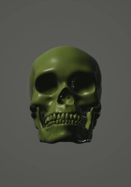 Beyaz arkaplanda iskeleti olan kafatası