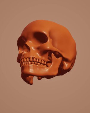 skull with a red pattern. 3d illustration