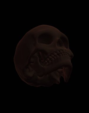 3d rendering of a skull on black background