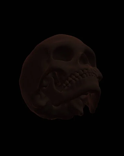3d rendering of a skull on black background