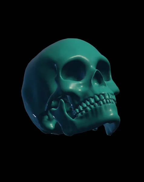 skull with a skeleton on a black background. 3d illustration