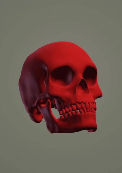 red skull on a gray background. halloween decoration