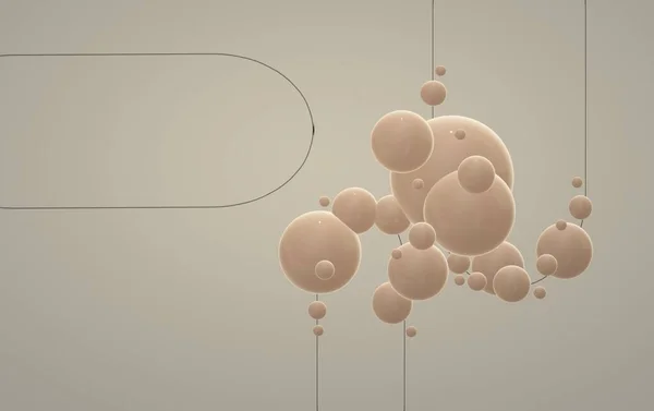 Beyaz arkaplanda üç boyutlu soyut kürelerin görüntülenmesi