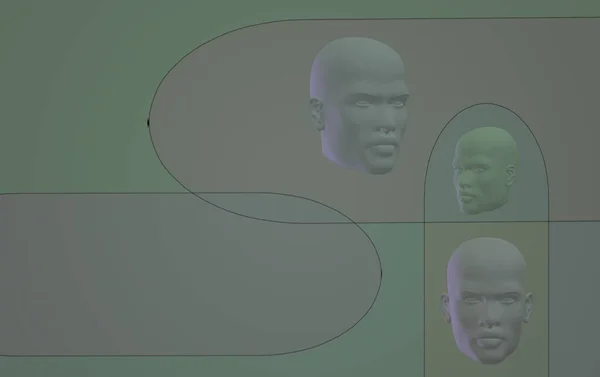 Siyah beyaz bir adamın 3D görüntüsü.