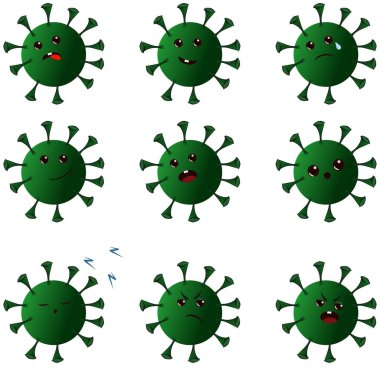 Bir dizi koronavirüs emojisi.