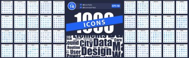 1000 Business Icon Blue Style şirket geliştirme ve işletme yönetimi, web ve sosyal medya, ok, iç, ui temel gereksinimler