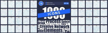 1000 Business Icon Blue Style bilgisayarı, ui temel bilgileri, veri yönetimi, cadılar bayramı, ofis