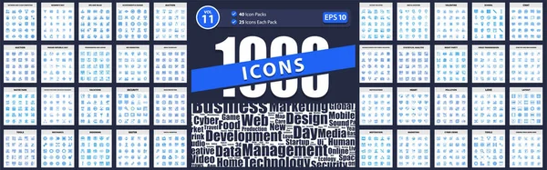 1000 Blue Icon Pack Tillbaka Till Skolan Usa Handel Shopping — Stock vektor