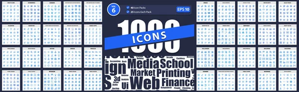 1000 Icon Pack Network Cloud Computing Smart City Basic Elements — Archivo Imágenes Vectoriales