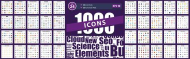1000 Simge Paketi eğlence, internet, ekommerce, ağ ve veritabanı, seo