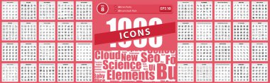 1000 Big Icon Pack şirket geliştirme ve işletme yönetimi, sinema, şehir inşaatı, yaratıcı süreç, banyo odası vektör iş illüstrasyonu