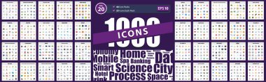 1000 Big Icon Pack finans, facebook, hava durumu, ofis, temel