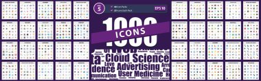 1000 Big Icon Pack marketi, sağlık hizmetleri, basketbol, dağıtım ve lojistik, akademi