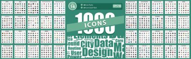 1000 Doldurulmuş Satır Simgesi Haritası & Seyahat, evde kalın, kodlama ve uygulama geliştirme, multimedya, seo & media Vector Business Illustration Illustration