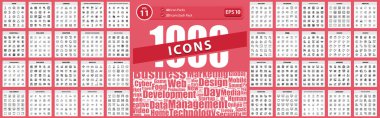1000 Büyük Simge Paketi Kanada, yiyecek, bilim, pazarlama, hobiler Vektör İş Simgesi İllüstrasyonu