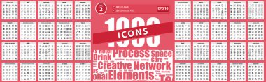 1000 Satır Simgesi işi ve takım çalışması, yiyecek ve içecek, ses ve video, eğlence, Kara Cuma Vector Business Illustration