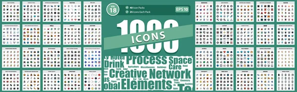 1000 Kreativa Ikoner Designar Web Pack Mind Process Och Mänskliga — Stock vektor