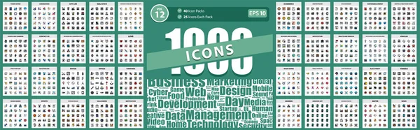 1000 Icon Pack Nätverk Och Kommunikation Skola Och Lärande Data — Stock vektor