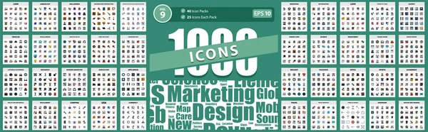 1000 Kreativa Ikoner Designar Symboler Pilar Resor Tack Vare Handel — Stock vektor