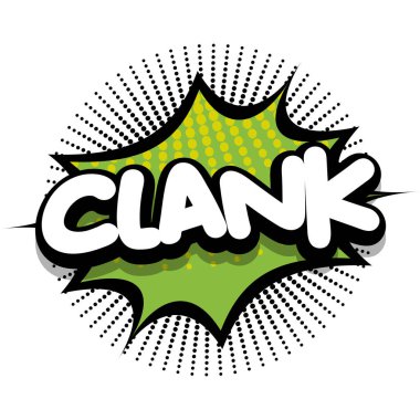 clank Comic book Speech explosion bubble vector art illustration for comic lovers