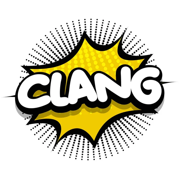 Clang Comic Book Speech Explosion Bubble Vector Art Illustration Comic — ストックベクタ