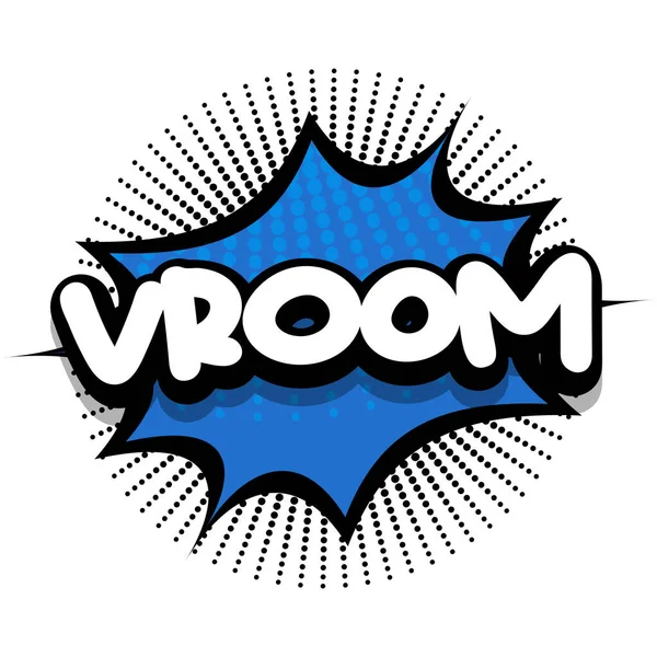 Vroom Comic Book Speech Explosion Bubble Vector Art Illustration Comic — Stok Vektör
