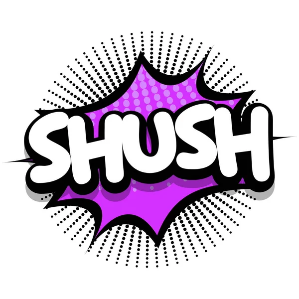 Shush Comic Book Speech Explosion Bubble Vector Art Illustration Comic — Stockvektor