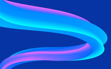 Modern renkli akış posteri. Mavi arkaplanda dalga sıvısı şekli. Tasarım projen için sanat tasarımı. Vektör illüstrasyonu