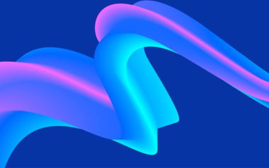 Modern renkli akış posteri. Mavi arkaplanda dalga sıvısı şekli. Tasarım projen için sanat tasarımı. Vektör illüstrasyonu