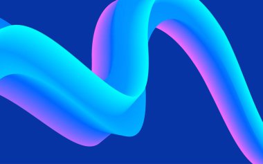 Modern renkli akış posteri. Mavi arkaplanda dalga sıvısı şekli. Tasarım projen için sanat tasarımı. Vektör illüstrasyonu