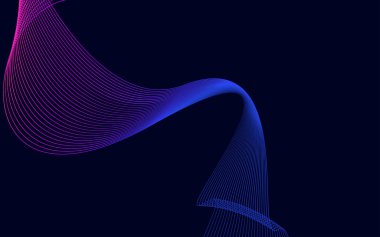 Gölgelerle el salla. Arkaplan Vektör İllüstrasyonundaki soyut mavi çizgiler