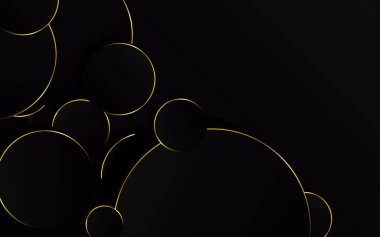 Siyah arkaplan teknolojisi üzerine soyut Altın Çember Vektör İllüstrasyonu