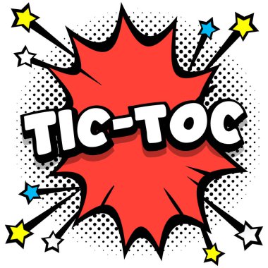 tic-toc Pop sanat çizgi roman konuşma baloncukları kitap ses efektleri Vektör İllüstrasyonu