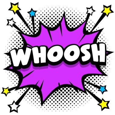 whoosh Pop sanat çizgi roman konuşma baloncukları kitap ses efektleri Vektör ilüstrasyonu