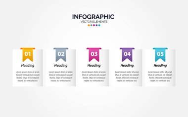 İş zaman çizelgesi şablonu Yatay Bilgiler 5 adım vektör resimleme